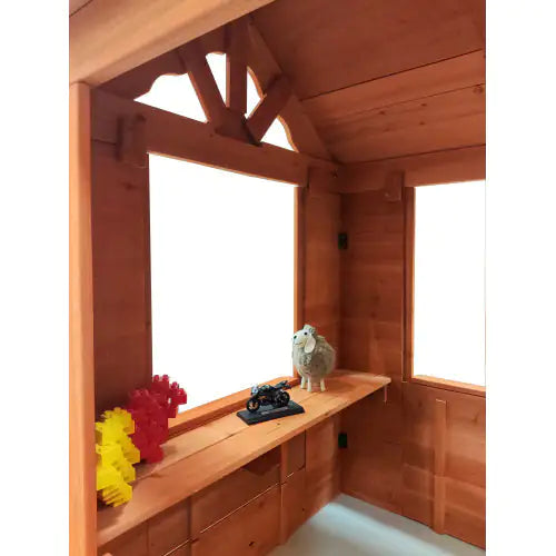 Wooden Playhouse with Windows and Flowerpot Holder