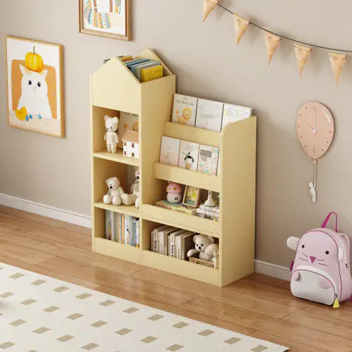 Wooden Kids Bookshelf and Toy Organizer