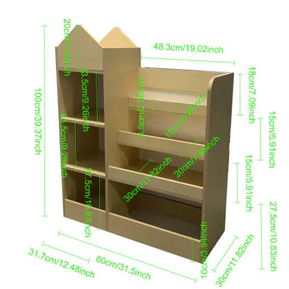 Wooden Kids Bookshelf and Toy Organizer